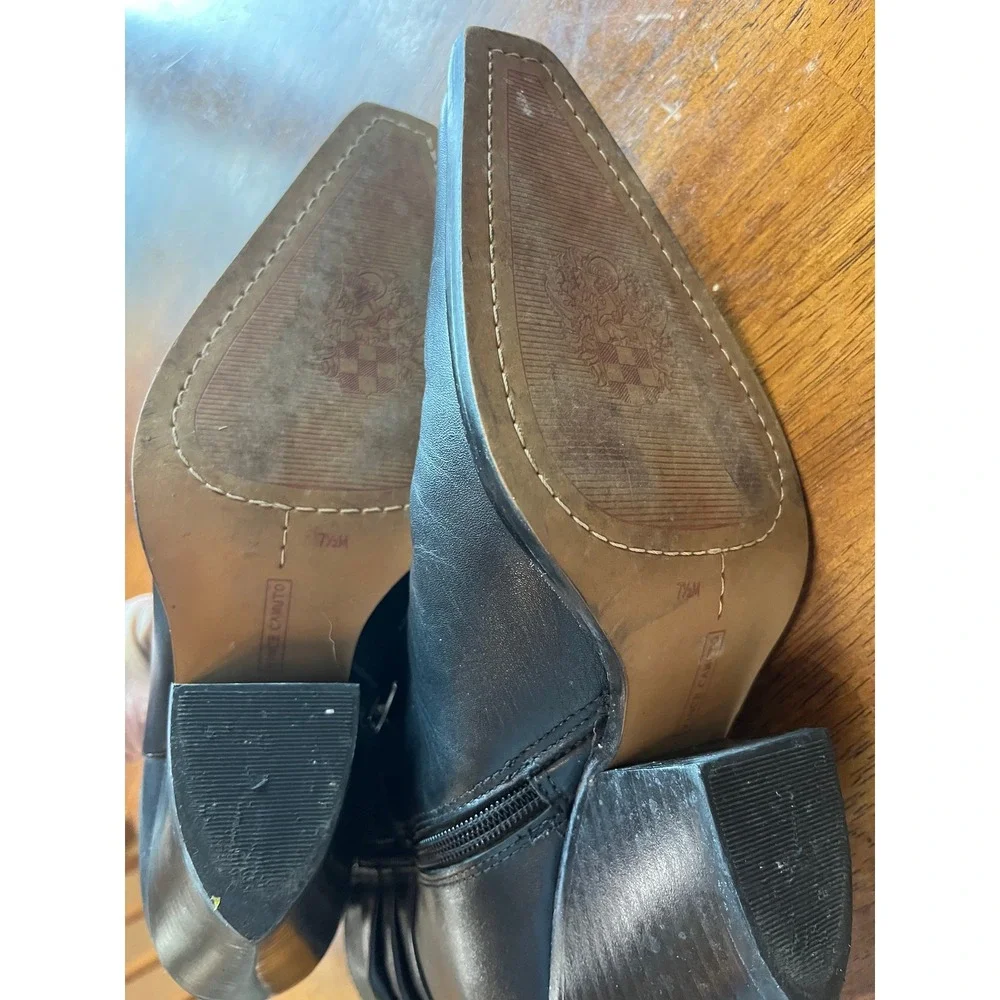 Vince Camuto Nerlinji Black Leather Slouchy Pointed Toe Ankle Boots 7.5M